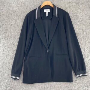 Joseph Ribkoff Blazer Womens 12 Black Contrast Trim Nautical Stretch Office Work